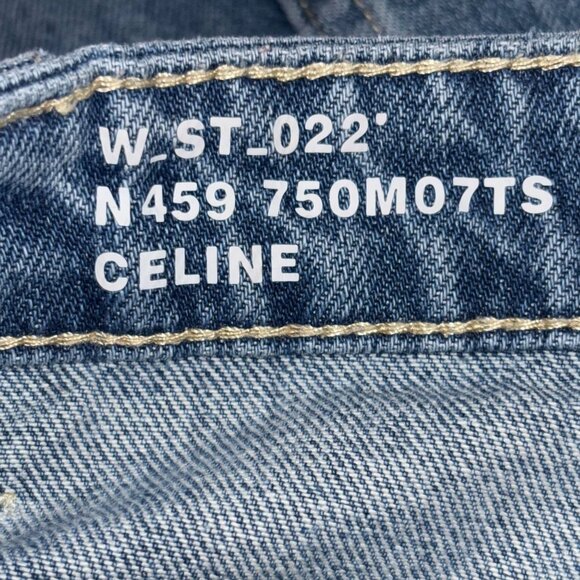 Celine Denim Mini Skirt w Triomphe Gourmette Chain Detail Blue Jean Grunge Japan - Picture 9 of 12